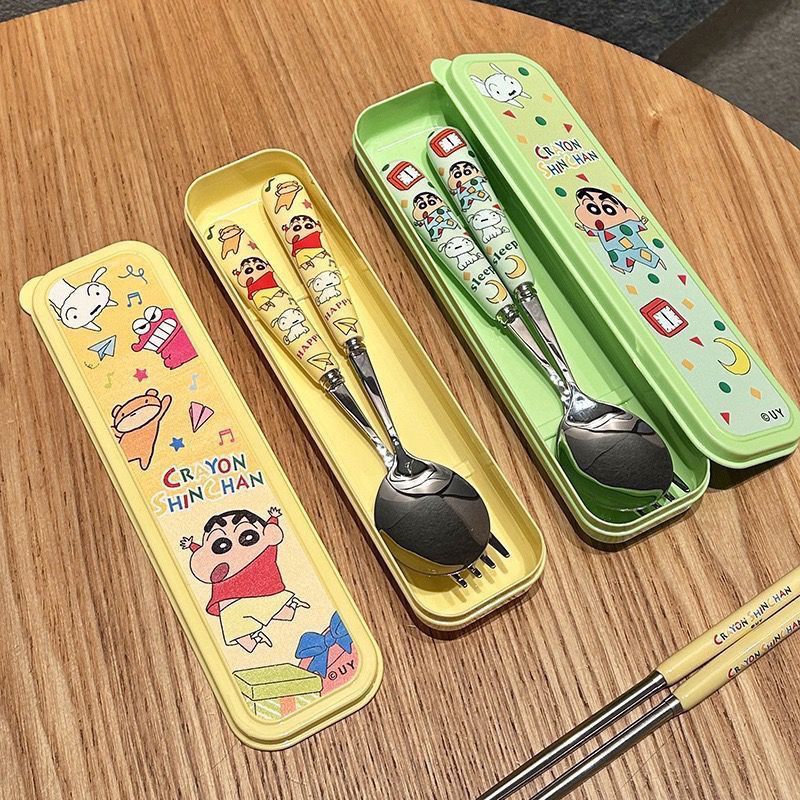 Cosplay Prop Kit - Set Peralatan Makan Portabel Kawaii Crayon