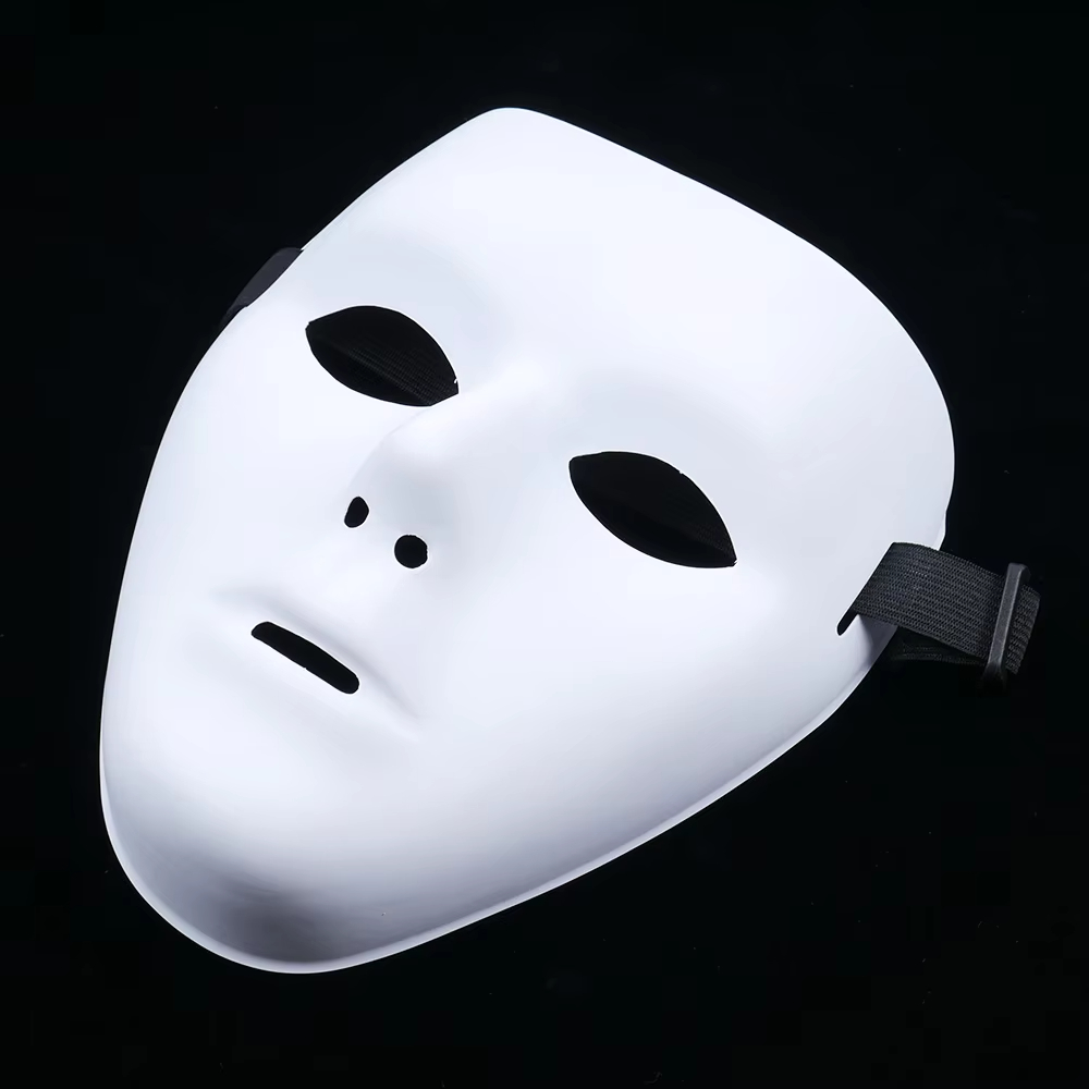 Cosplay Prop Paint - Masker Wajah Putih Pvc Halloween Masker