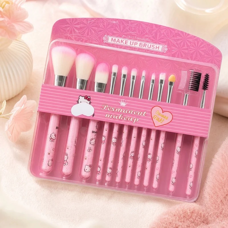 Cosplay Prop Kit - Set Kuas Makeup Hello Kitty 12-Piece,